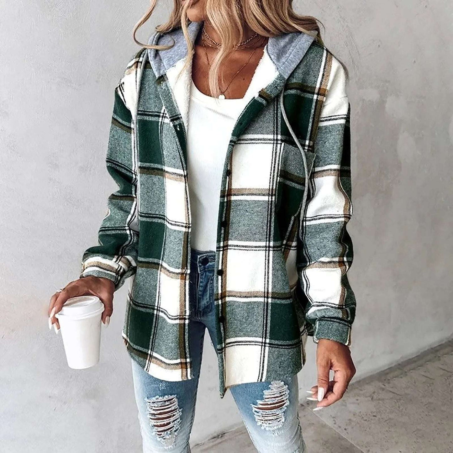 Kristal - Flannel Hooded Jacket - LondonVog