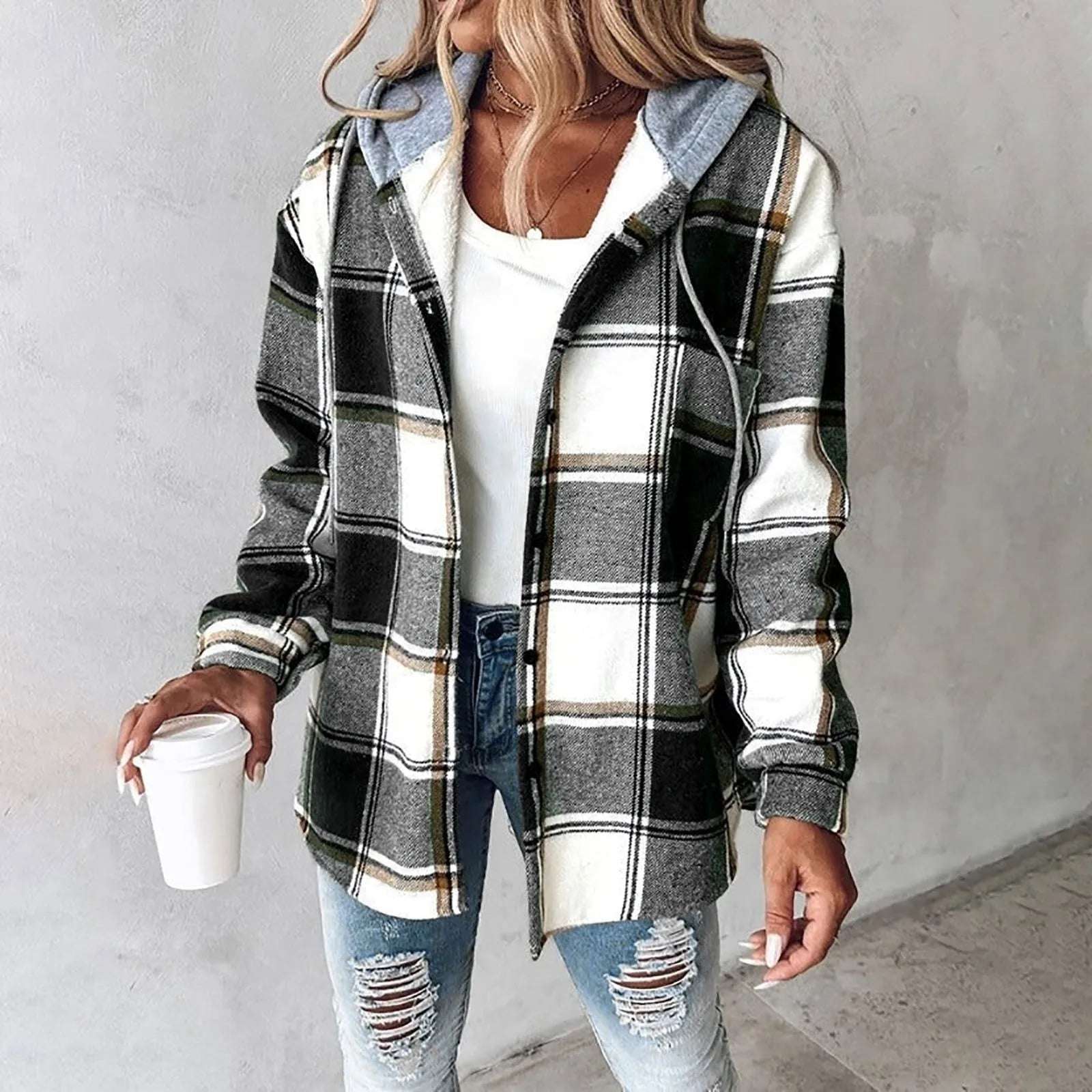 Kristal - Flannel Hooded Jacket - LondonVog