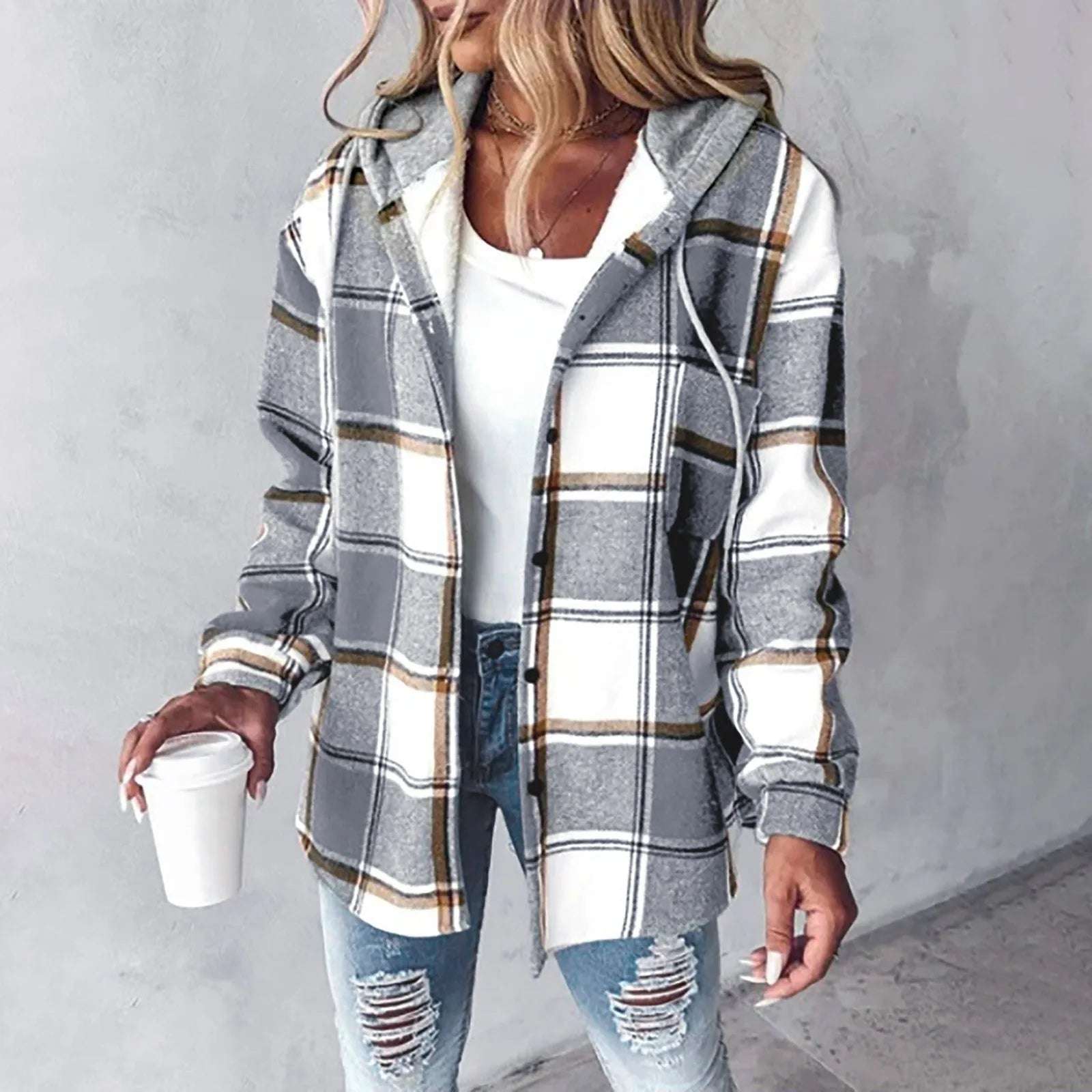 Kristal - Flannel Hooded Jacket - LondonVog