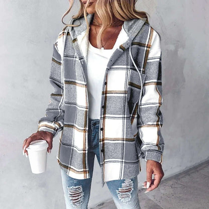 Kristal - Flannel Hooded Jacket - LondonVog